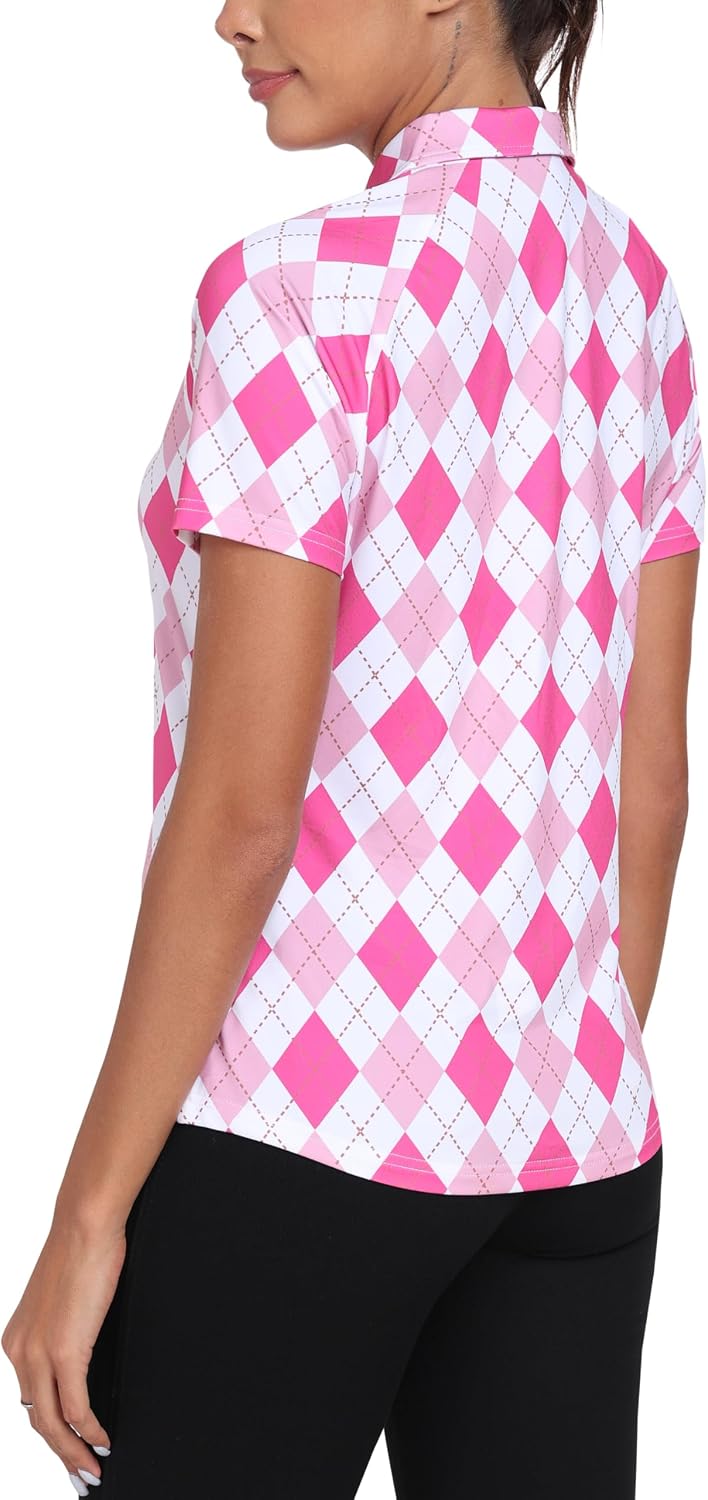 MoFiz Women's Golf Polo Shirt Short Sleeve Collared 1/4 Zip Athletic Tennis Shirt Quick-Dry Lightweight Summer Casual Tops