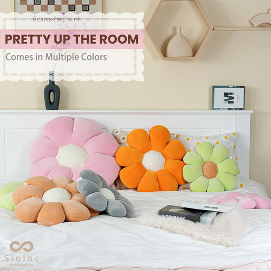 Sioloc Flower Shaped Throw Pillow Butt Cushion, Seating Cushion, Cute Room Decor & Plush Pillow for Bedroom Sofa Chair (Blush, 15.7")