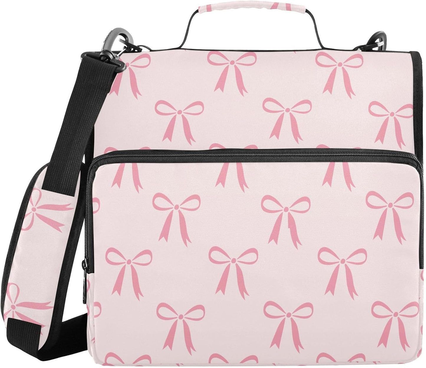 Zipper Binder Bag 3 Ring File Folder Portfolio Organizer Zippered Binder Bags with Strap Fits Laptop Women Men