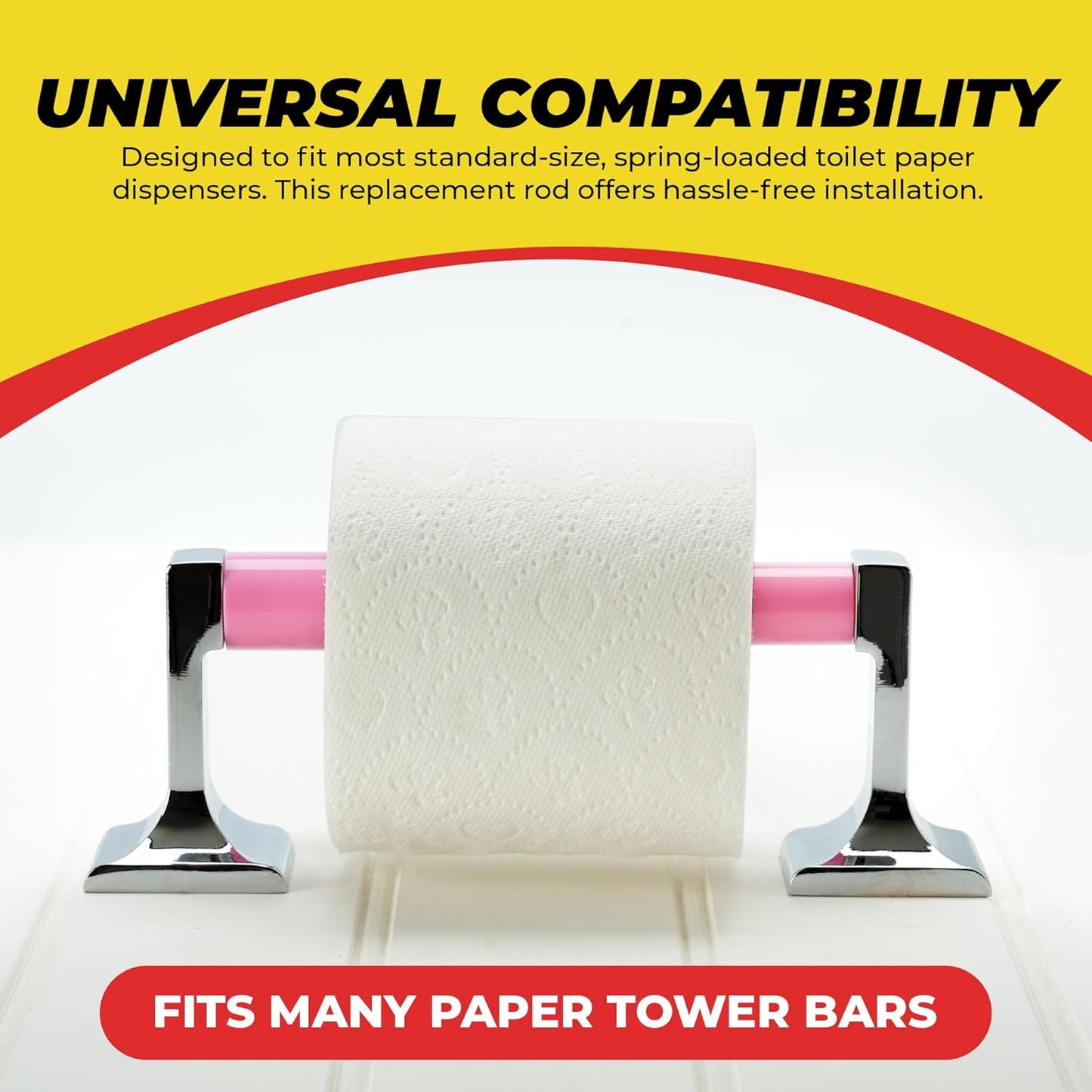 Qualihome Pink Universal Plastic Spring Loaded Toilet Paper Roll Holder Replacement Rod, Pink Toilet Paper Roll Replacement Rod