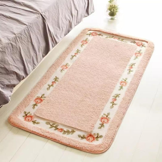 Soft Floral Area Rug Washable Elegant Shabby Rose Rug Non Slip Living Room Floor Rugs Shaggy Carpet for Bedroom (31.5''x47.2'', Pink)