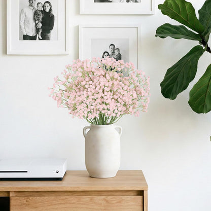 12PCS Pink Babys Breath Artificial Flowers, 24inch Faux Gypsophila Bouquet Real Touch Fake Babys Breath Flowers for Floral Arrangements Wedding Centerpieces Tables Decorations (Pink)