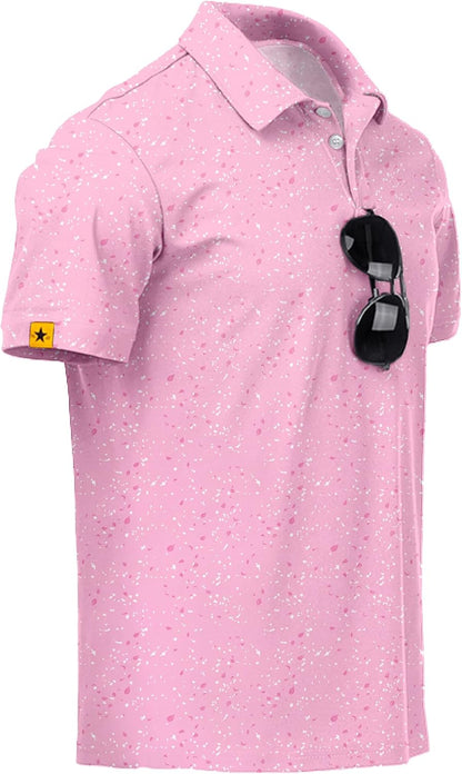 ZITY Mens Golf Polo Shirts Short Sleeve UPF 50+ Performance Moisture Wicking Print Pattern Casual Collared Golf Shirt for Men
