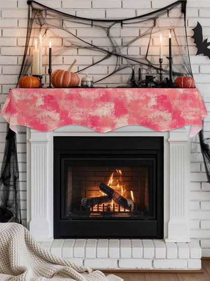 Pink Splatters Mantel f 70 x 17 Inch, Pink Rose Petals Fireplace Mantel f Mantle Cover Runner for Home Living Room Indoor Holiday Party Decor