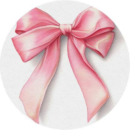 Watercolor Light Pastel Pink Ribbon Bow Drinks Coasters Set of 4 Leather Drink Coasters for Tabletop Protection Heat Resistant Bar Cup Mat Pad