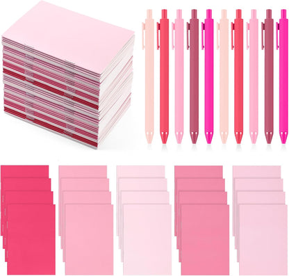 Eaasty 20 Set Mini Notebooks with Ballpoint Pens Bulk Graduation Gift for Teacher Students Small Pocket Notepads Composition Journals Employee Appreciation Gift for Nurse Staff(Pink Series Colors)
