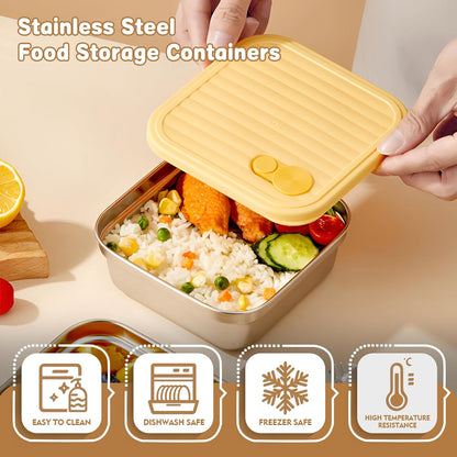 2 Pack Sandwich Containers, 20oz Stainless Steel Sandwich Box with Lids, Reusable Metal Meal Prep Lunch Boxes, BPA-Free, Dishwasher Safe, Food Storage Containers for Snacks & Fruits (White, Pink)