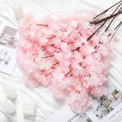 Daifunli 6 Pcs Artificial Cherry Blossom Branches Silk Fake Cherry Blossom Flowers 43 Inch Faux Stems for Spring Home Decor, Table Centerpieces, Wedding Bouquets(Light Pink,Classic)