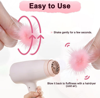 M METERXITY 10-Pack Faux Fur Pom Poms, 1 Inch/ 2.5 cm Soft Fluffy Pompoms Balls Faux Mint Fur with Elastic Loop Mini for Hats/Bags/Keychains/Knitting Accessories/DIY Crafts [Pink]