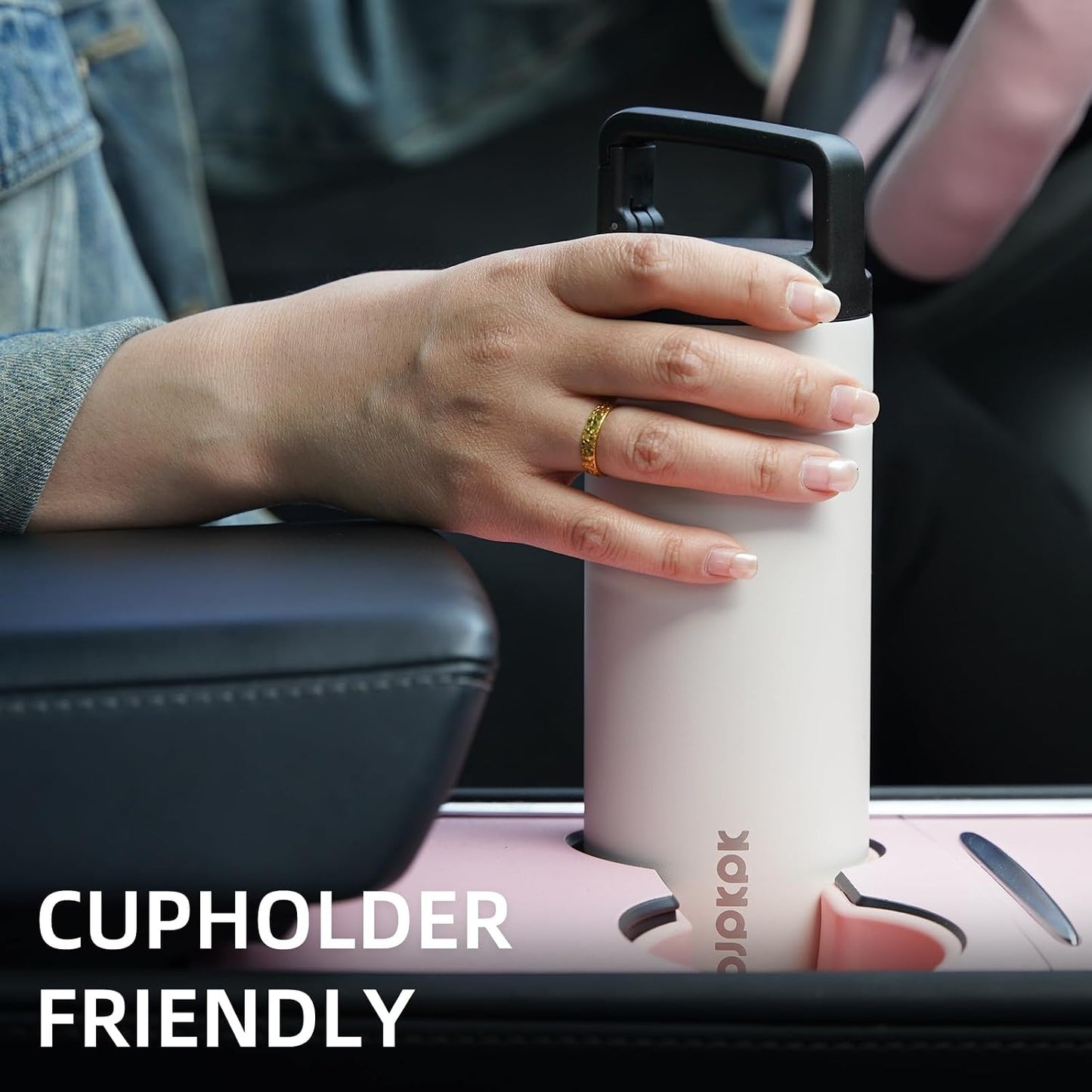 BJPKPK Insulated Water Bottle with 2 Lids,20 oz Double Wall Stainless Steel Vacuum Tumbler Travel Coffee Mug,Wide Mouth Thermal Cup,Peach
