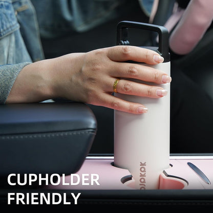 BJPKPK Insulated Water Bottle with 2 Lids,20 oz Double Wall Stainless Steel Vacuum Tumbler Travel Coffee Mug,Wide Mouth Thermal Cup,Peach