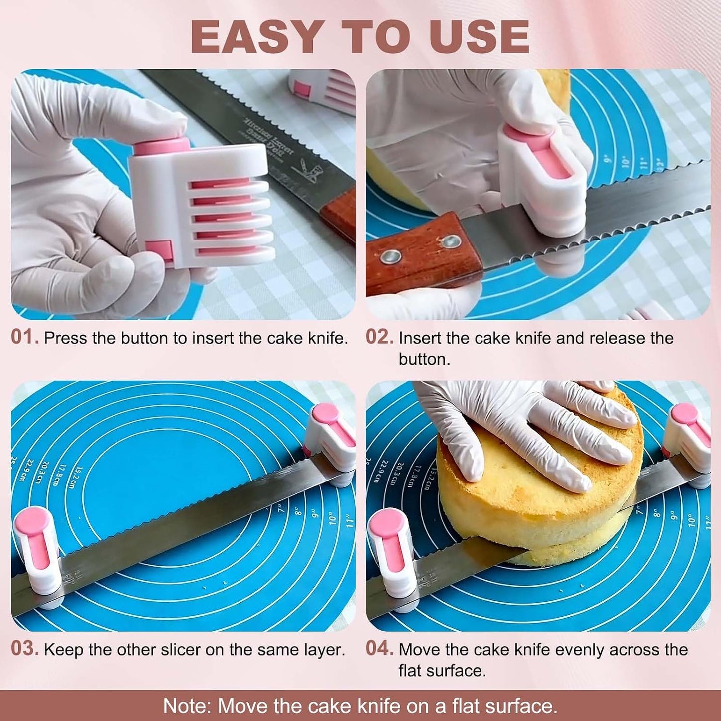 uxcell 2 Pcs Cake Leveler Slicer, DIY Cake Slicer, 5 Layers Bread Leveler, Pink/Green