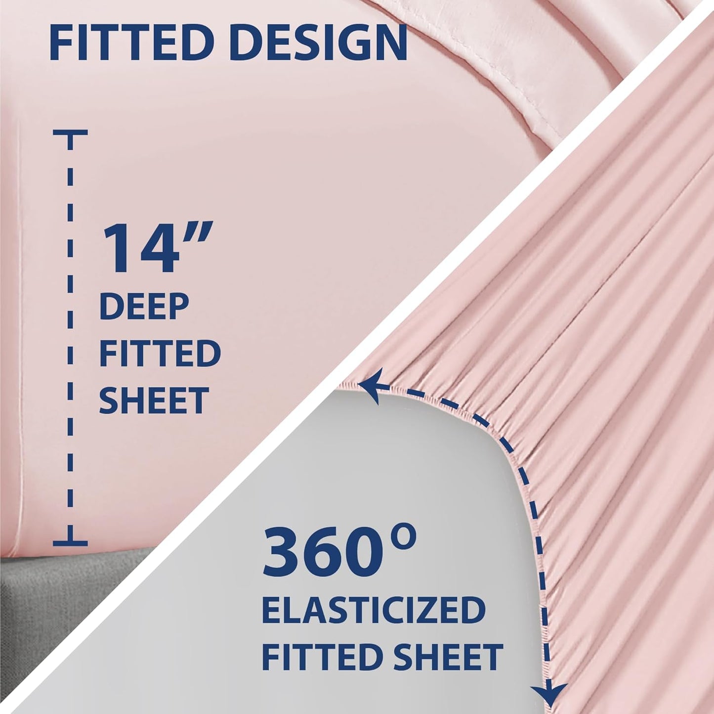 Swift Home Smart Sheets, Ultra Soft Brushed Microfiber 4-Piece Sheet Set, Fitted Bed Sheet with Side Storage Pockets – Blush, Full