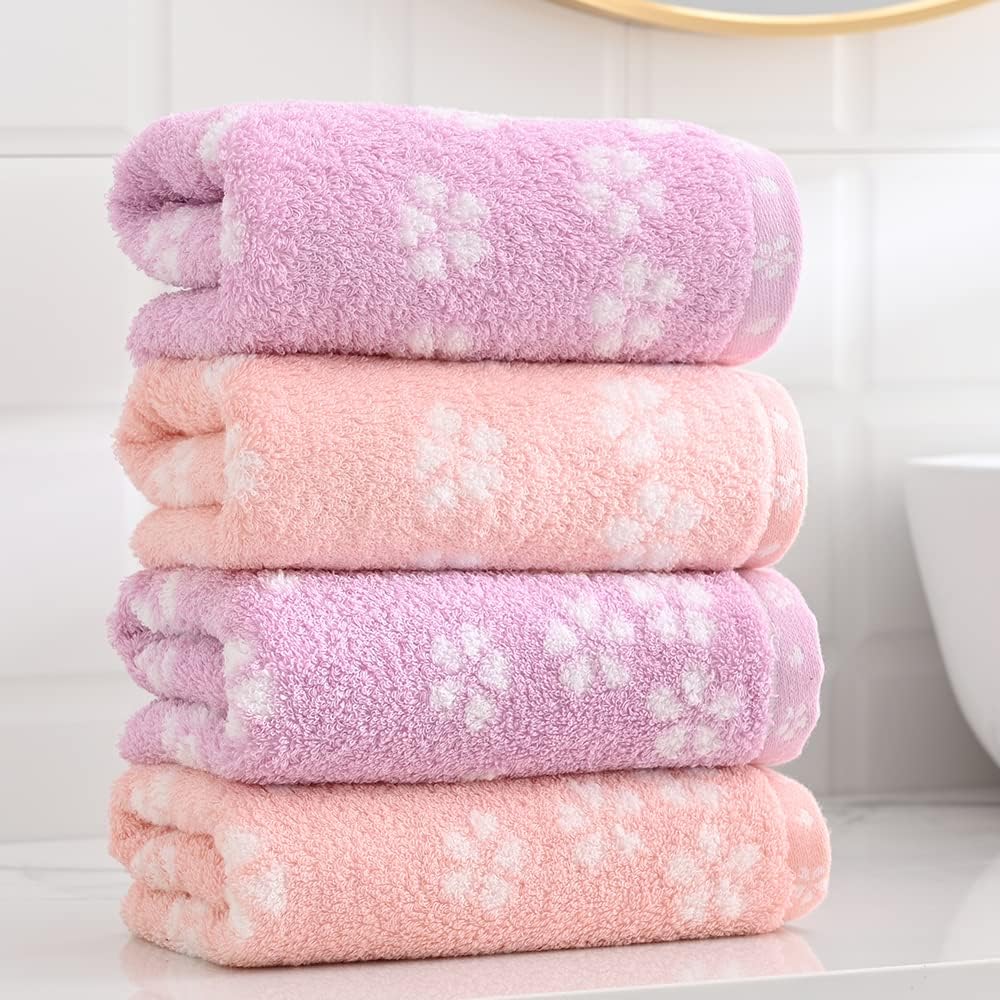 sense gnosis Pink Hand Towels Set of 2 Super Soft 100% Cotton Sakura Floral Pattern Highly Absorbent Decorative Hand Towels for Bathroom 13 x 29