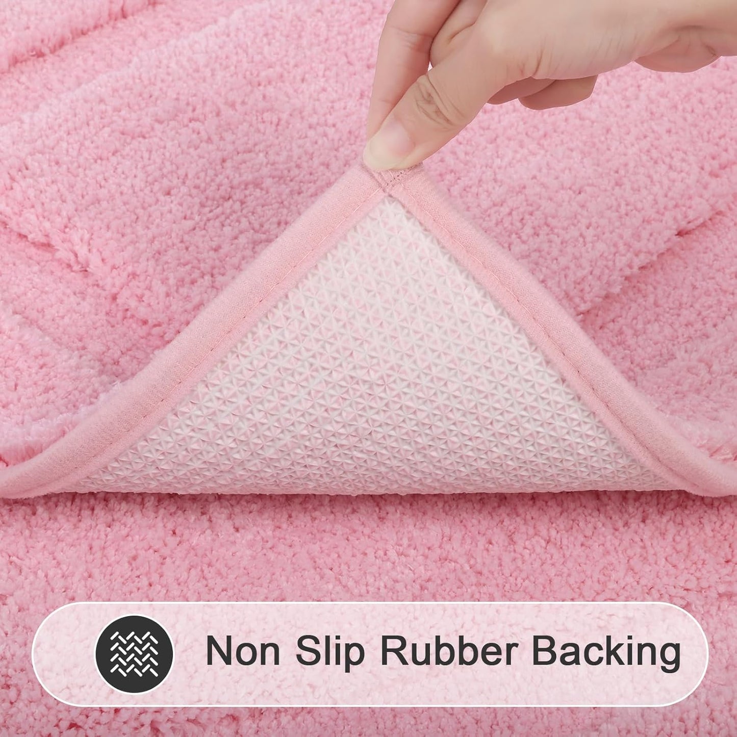 SHACOS Super Soft Small Bathroom Rugs 16x24 inch Non Slip Washable Bath Rugs Microfiber Bath Mats for Bathroom Floor Tub Shower Vanity Sink Decor Accessories, Pink 1'4" x 2'
