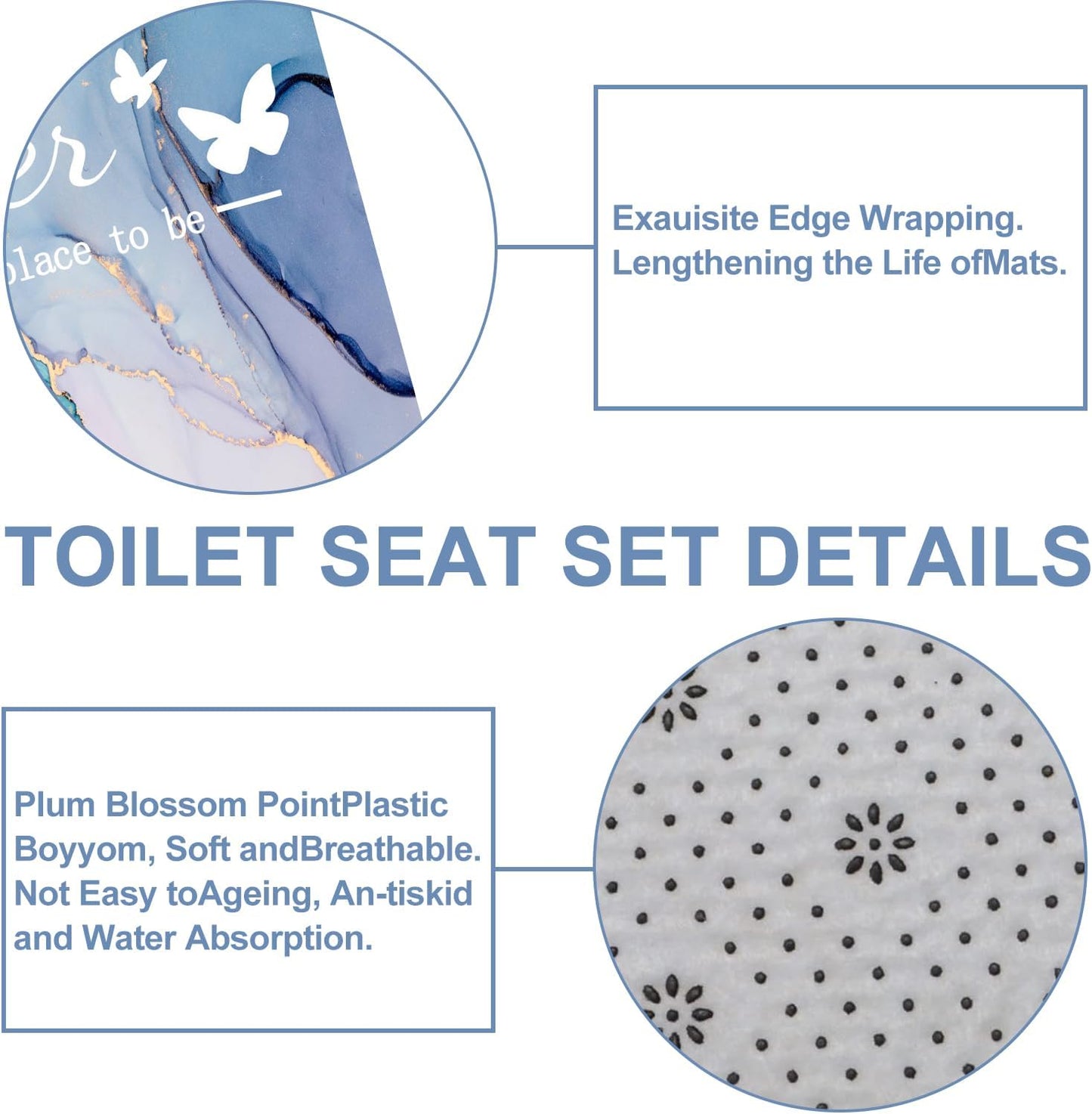 4Pcs Family Marble Shower Curtain Sets with Rugs,Pink Blue Home Inspirational Bathroom Decor Set, Bathroom Sets with Shower Curtain and Rugs, Waterproof Bathroom Shower Curtains, with 12 Hooks