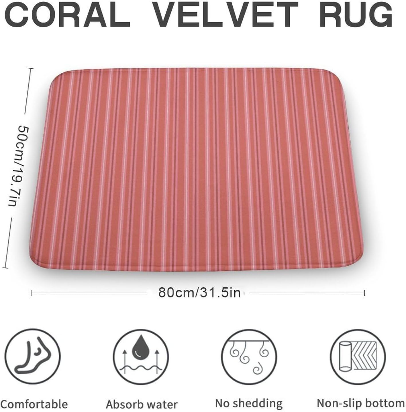 Trendy & Cute Pink Stripes Bath Mat Rug 30x20, Ultra Soft Bathroom Rug, Non Slip and Absorbent Bath Rug Carpet for Bathroom Floor, Tub and Shower