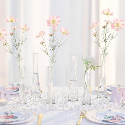 6PCS Cosmos Silk Flowers 24'' Fake Wild Flowers Light Pink Daisy Flowers with Stems for Wedding Party Kitchens Home Decorations(Light Pink)