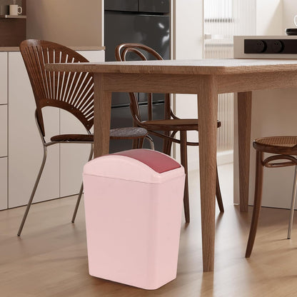 4 Gallon Trash Can with Swing Top Lid, Narrow Plastic Garbage Can, Pink
