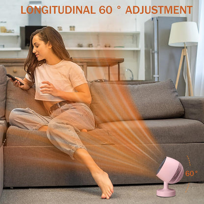 Space Heater,Small Space Heater,1200W Desk Heater for Office,160° Lateral Auto Oscillating,3 Gears Adjustable,PTC Ceramic Heating,Tip-over & Overheat Protection,Fast Heating, Hot And Cold Air Pink