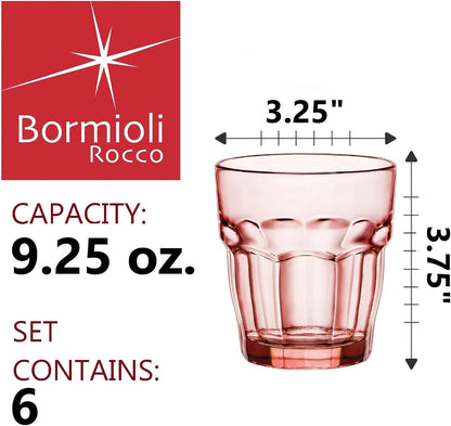 Bormioli Rocco Rock Bar Lounge Rocks Glasses, Peach, Set of 6 9.25 oz