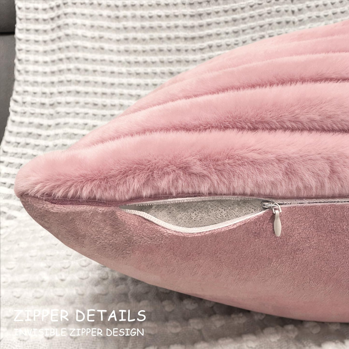 2 Pack 18x18 Pillow Cover Velvet Pillow Covers, Faux Fur Square Throw Pillow Covers for Living Room Decorations Throw Pillow Case, Throw Pillow Cover Cushion Cover for Home Sofa Bedroom Car, Pink