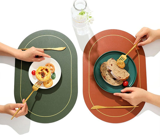 Reversible Oval Placemats Set of 6 - Washable Double Color Table Mats for Dining, Kitchen, Parties & Outdoor Use (Mint Green) Light Pink 6 Pack