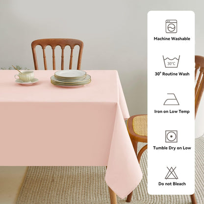 Romanstile Rectangle Pink Tablecloth - Waterproof and Wrinkle Resistant Washable Polyester Table Cloth for Kitchen Dining/Party/Wedding Indoor and Outdoor Use (52 x 70 inch)