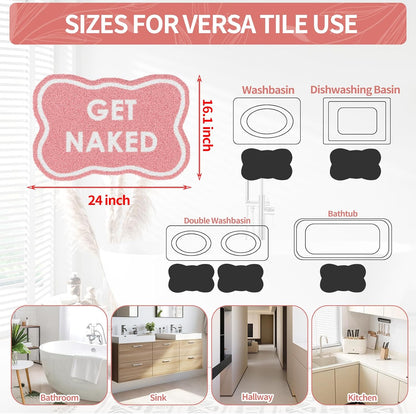 BSSN Get Naked Bath Mat, 16" x 24" Cute Pink Bathroom Rug, Ultra Absorbent Microfiber Tufted Bath Mat, Non-Slip & Machine Washable, Small Fun Aesthetic Decor Rug for Bathroom, Shower, Sink