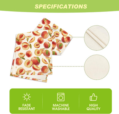 Artoid Mode Peach Leaves Fruit Spring Summer Table Runner, Seasonal Kitchen Dining Table Decoration for Home Party Decor 13x72 Inch