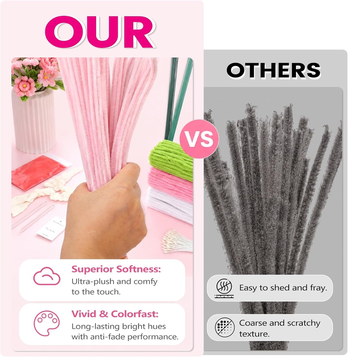 GABREE DIY Pipe Cleaner Flower Kit, 450Pcs Pipe Cleaners Craft with Floral Wire & Tape, Flower Making kit for DIY Flowers & Crafts, Creative Arts and Crafts Gift for Adults (Pink)