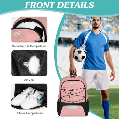 WOLT Soccer Backpack Soccer Bag with Ball Holder & Shoes Compartment, Sport Equipment Bags For Football, Basketball, Volleyball, Gym