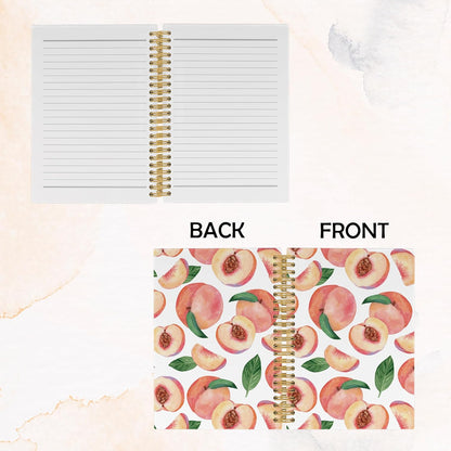 Summer Cute Peach Journal Notebook - Aesthetic Preppy Peach Notebooks College Ruled for Work School, Gifts for Girls, Office Supplies, Hardcover Spiral Notebook 5.5"x8.3"