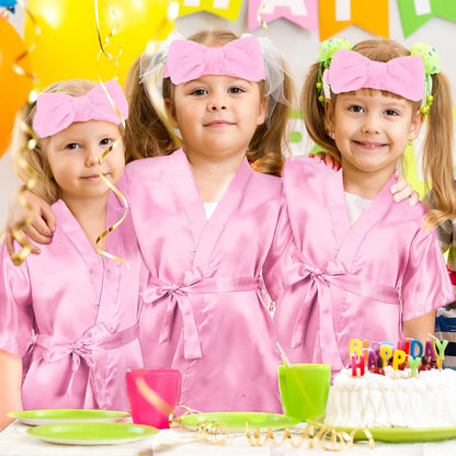 Zhanmai 36 Pcs Spa Party Supplies 6 Spa Robes 6 Headband 6 Blindfolds 6 Scrunchies 12 Wristbands for Birthday, Pink, Size 10