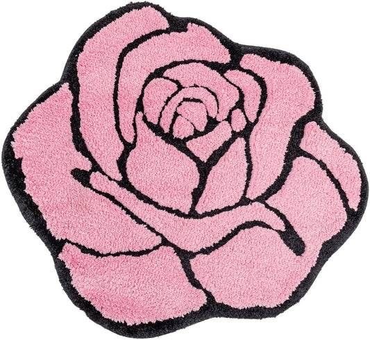 Cute Rose Bath Mat for Bathroom Pink Bathroom Mats Non Slip Flower Shaped Absorbent Bathtub Rug Bathroom Fluffy Shower Rugs Washable Decor Floral Small Rug Doormats for Tub Washbain Toilet