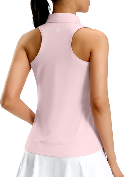 G Gradual Women's Golf Shirt Racerback Tank Zip Up Athletic Sleeveless Top Tennis Pickleball Cooling Polo Shirts Lightweight