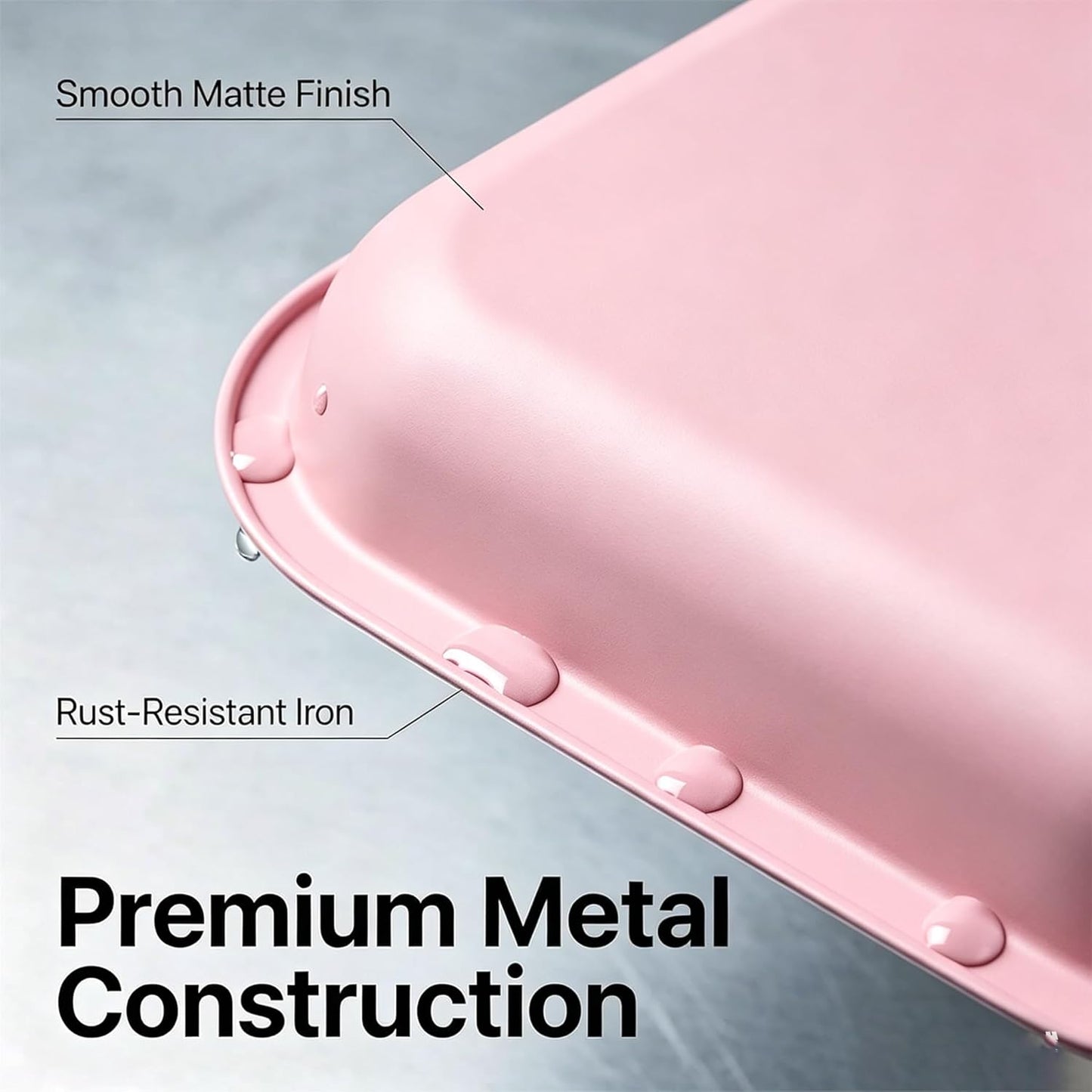 Metal Tray with PVC Soft Magnetic Lid Cover Large Cute Decorative Tray Serving Trays for Home Decor, Coffee Table, Tea, Snacks, Gifts - 11" x 7" (Pink)