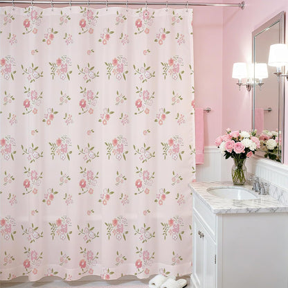 Mocsicka Pink Flower Shower Curtain Girly Shower Curtains for Bathroom Pastel Pink Curtain for Bathtub Gift for Girl (Pink, 71x71inch)