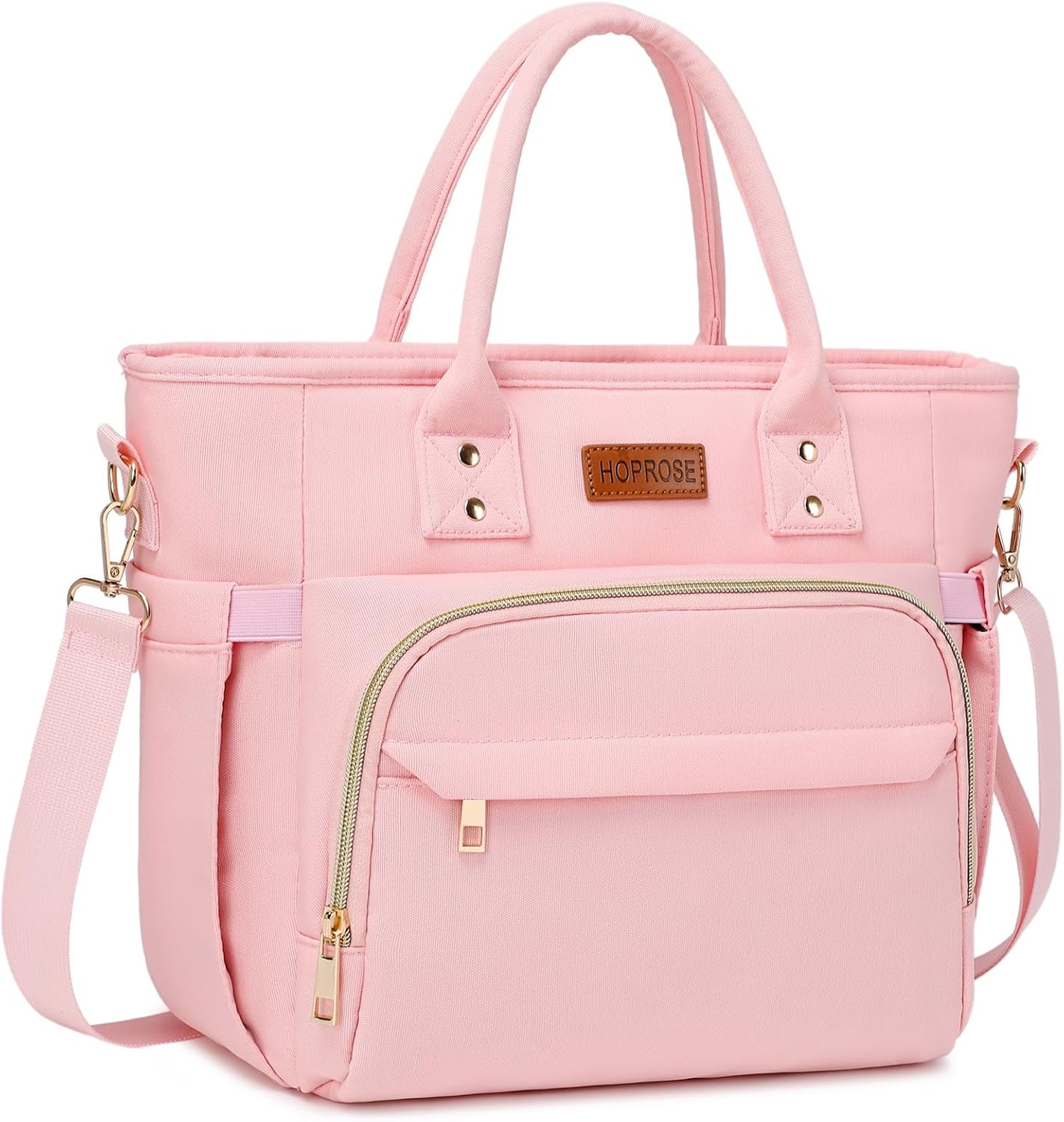 Lunch Bag Lunch Box Women Insulated Cooler Bag for Work, Large Lunchbox for Adult, Leakproof Womens Lunch Tote Bags with Shoulder Strap for Travel, Picnic, Pink