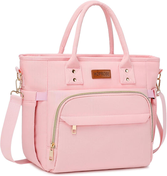 Lunch Bag Lunch Box Women Insulated Cooler Bag for Work, Large Lunchbox for Adult, Leakproof Womens Lunch Tote Bags with Shoulder Strap for Travel, Picnic, Pink