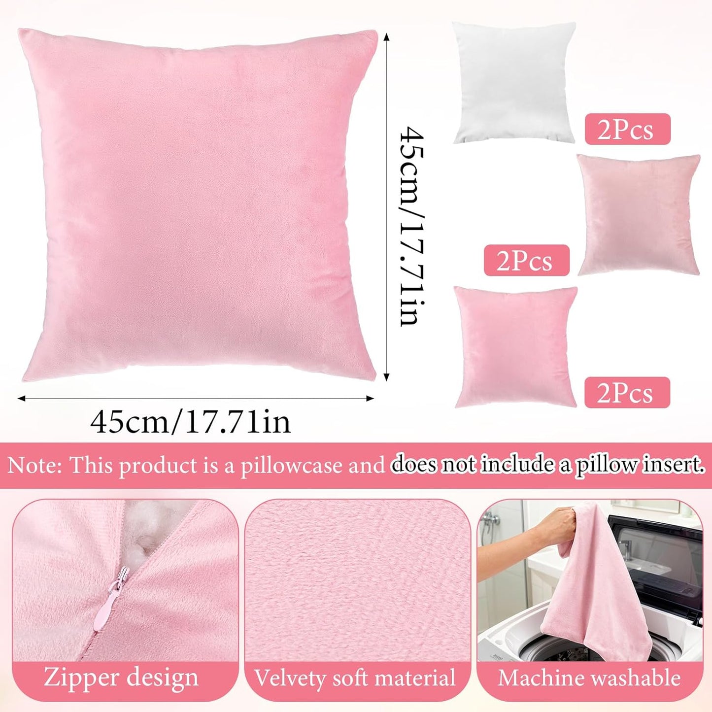 Pink Series Throw Pillow Covers 6 Pcs 18" x 18" Decorative Pillow Covers for Couch Soft Velvet Square Pillows Cover for Sofa Bedroom Patio Balcony Picnic Coquette Party Decor Accessories, No Inserts
