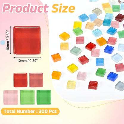 uxcell 300Pcs Glass Mosaic Tiles, 300g Square Crystal Mosaic Glass Crafts Supplies Ceramic Tiles for Crafts Bulk Picture Frames Flowerpots Home Art Decor (0.4 x 0.4 Inch, Peach)