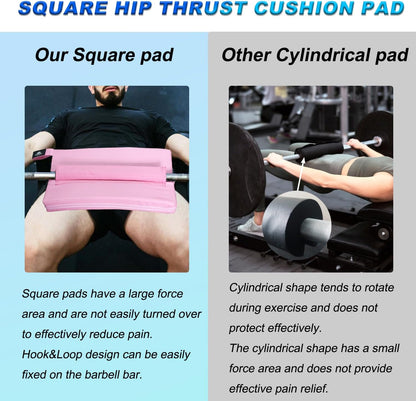Square Hip-Thrust Pad Extra Thick Foam pad for Barbell Weightlifting Hip Thrusts and Glute Bridges Workouts Home Gym Equipment