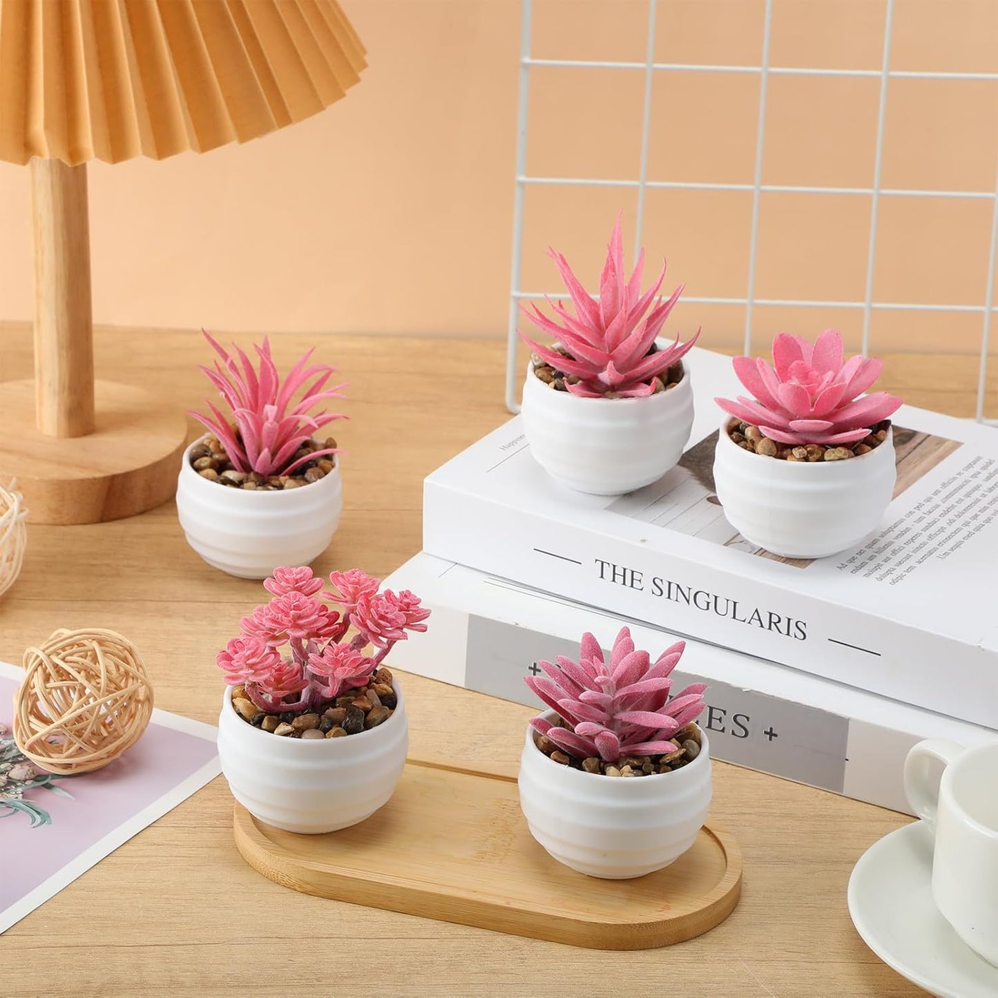 Norme 12 Pcs Pink Succulent Plants Artificial in Pots Small Fake Succulents Bulk for Office Desk Pink Desk Accessories Home Wedding Decor Birthday Easter Day Gifts for Wife Women