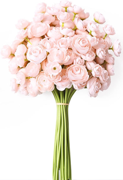 Waipfaru Ranunculus Artificial Flowers, 18Pcs 14In Fake Peonies Artificial Flowers, Pink Faux Flower for Vase Silk Flower Real Touch Faux Peony Bulk for DIY Wedding Bouquet Home Bridal Shower Decor
