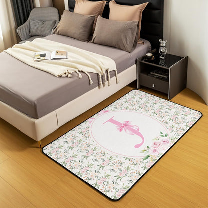 Erosebridal Peach Blossom Area Rug 4'11" x 3'3" Letter J Living Room Rugs Cute Bowknot Princess Coquette Decorative Carpet Pink Bow Fashion Preppy Dreamy Indoor Floor Mat