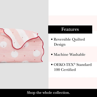 kate spade new york Stripe Dot 2-Piece Twin Quilt Bedding Set, 100% Cotton Reversible Cover, All Season Warmth Bedding, Machine Washable, Pink