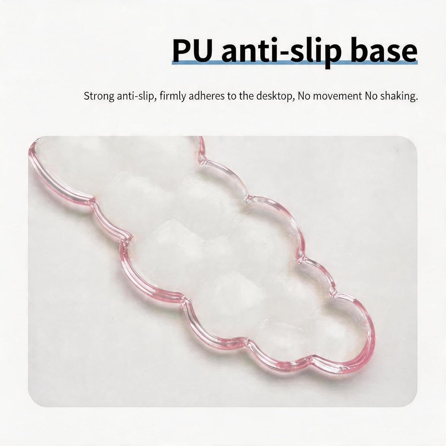 Cloud-Shaped Gel Wrist Rest Set, Transparent Silicone with PU Base, Keyboard and Mouse Pad Support (Light Pink)