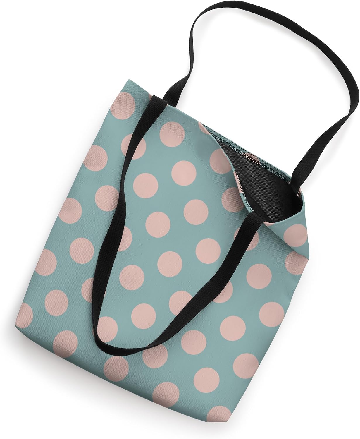 Cute Dusty Teal and Peach Pink Polka Dot Aesthetic Pattern Tote Bag