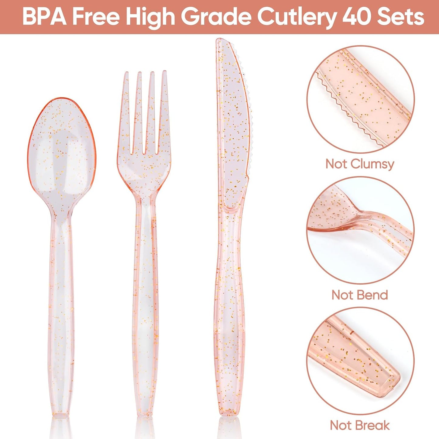 320 Pcs Rose Gold Baby Shower Decorations Set for 40 Guests, Baby Girl Shower Party Supplies Tableware Includes Plates and Cups and Napkins Straws Sets (40)